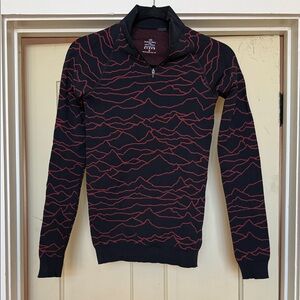 Sweaty Betty Black and Red Patterned Zip Up Top